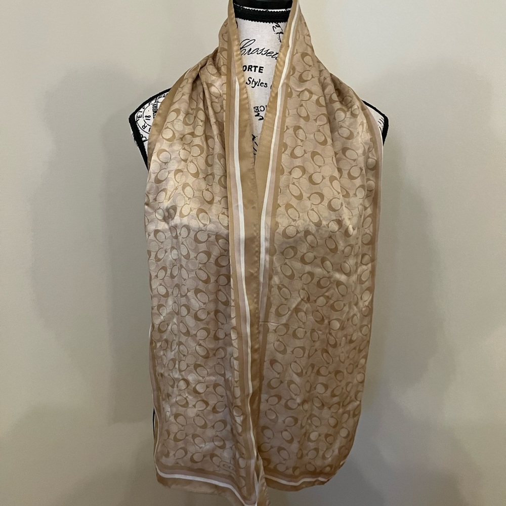Coach Tan and Cream Patterned Scarf